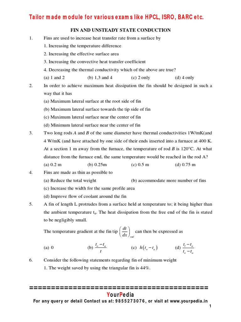 Heat Transfer and Fin Efficiency Analysis | PDF | Heat Transfer ...