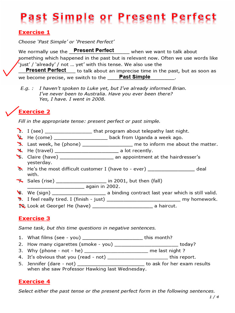 Past Simple VS Present Perfect | PDF | Linguistics | Grammar