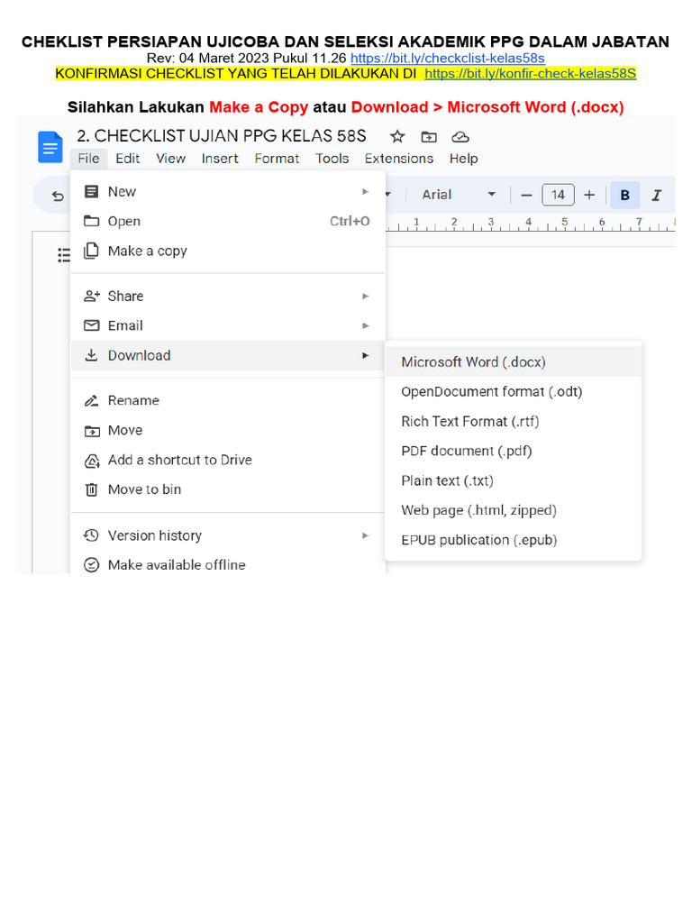 Checklist Uji Coba Seleksi PPG 2023 | PDF