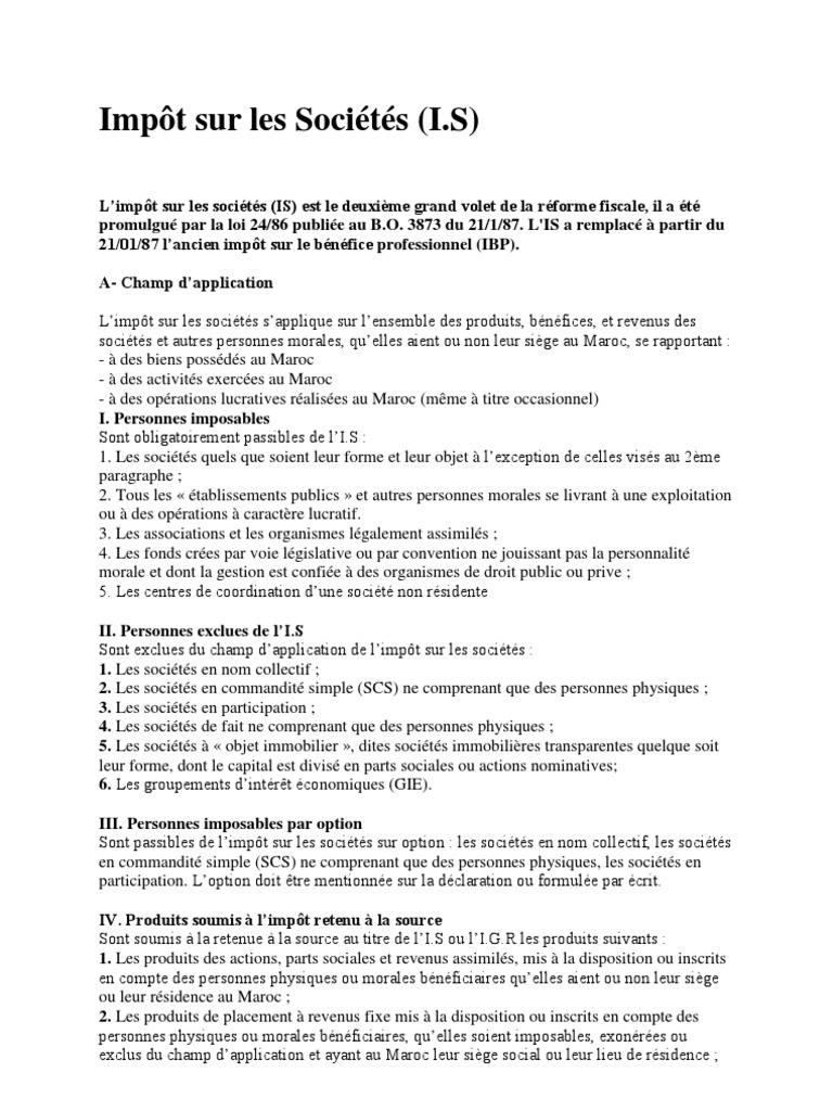 Impôt Sur Les Sociétés | PDF
