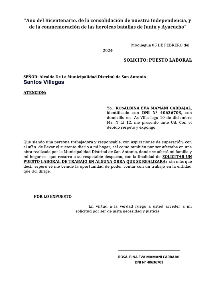 Solicito de Trabajo | PDF | Documento de identidad | Gobierno