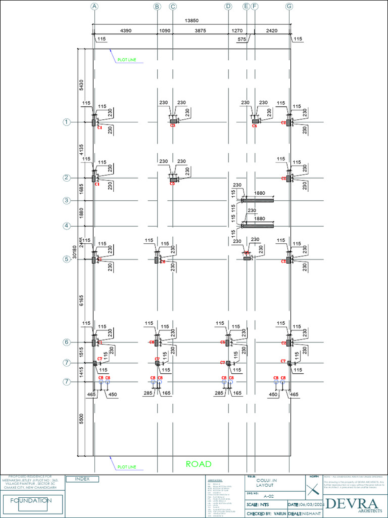 Ground Floor Column Layout for Residence | PDF | Architectural Design ...