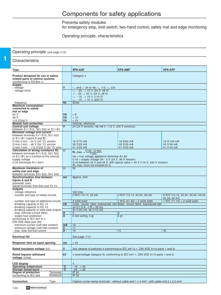 Preventa XPS Safety Module Overview | PDF | Power (Physics ...