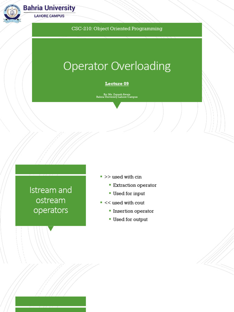 Operator Overloading: CSC-210: Object Oriented Programming | PDF ...