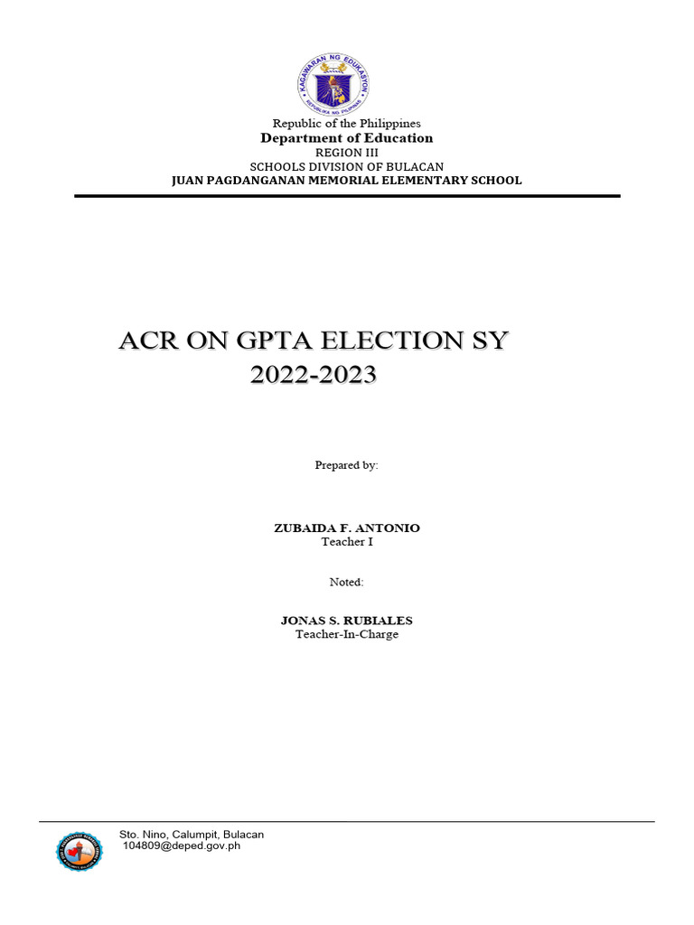 Acr Gpta Election Sy 2022 2023 Pdf Philippines Government