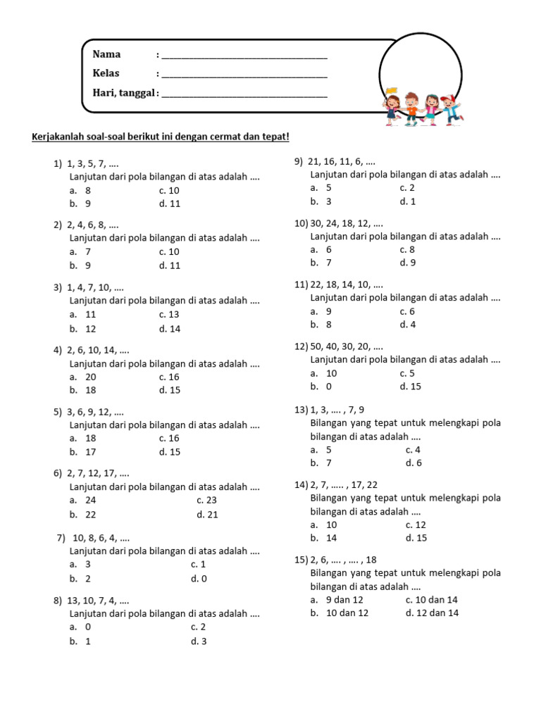 LKPD Pola Bilangan Kelas 4 SD | PDF