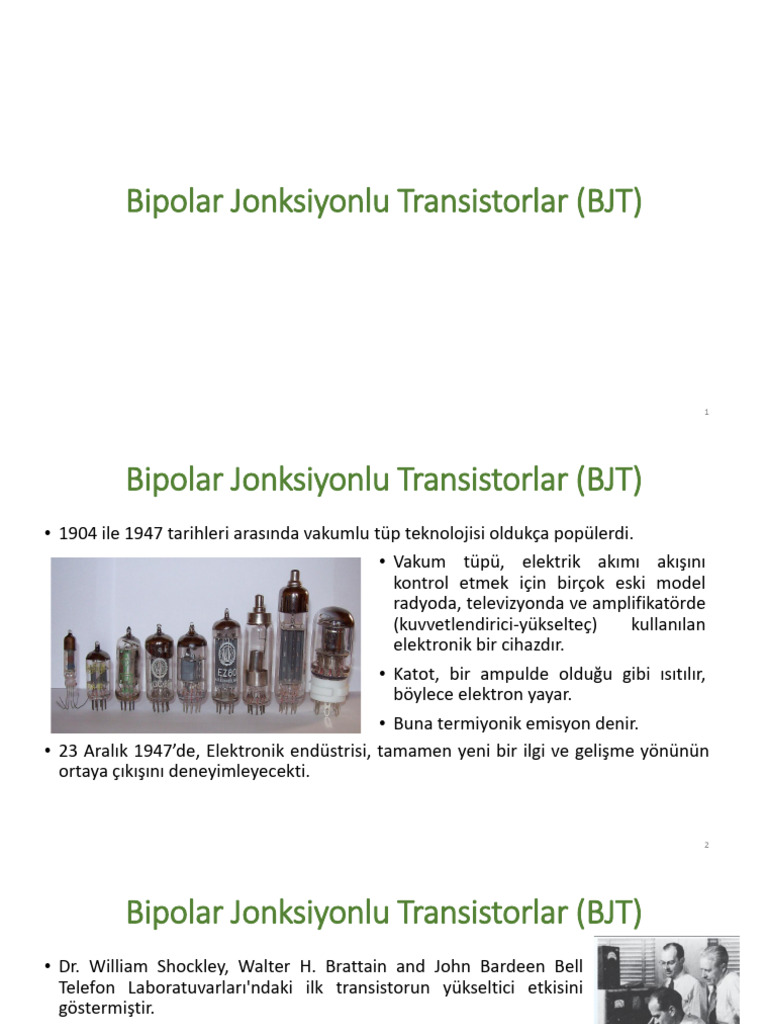 ELEKTRONİK-I-3. Bipolar Jonksiyonlu Transistorlar (BJT) | PDF