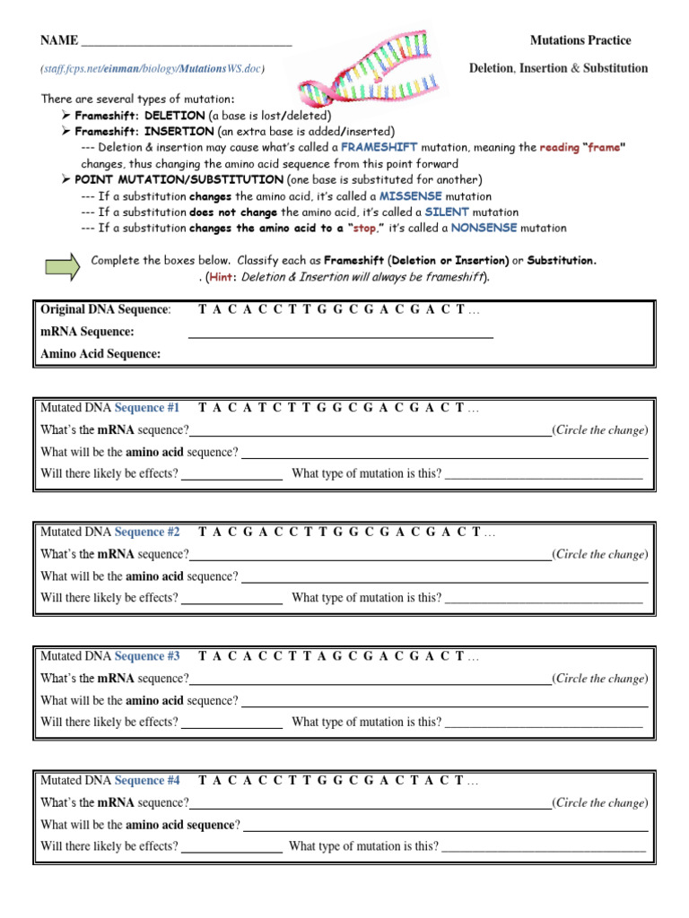 Asynchronous Activity in Science March 7 | PDF | Point Mutation | Mutation