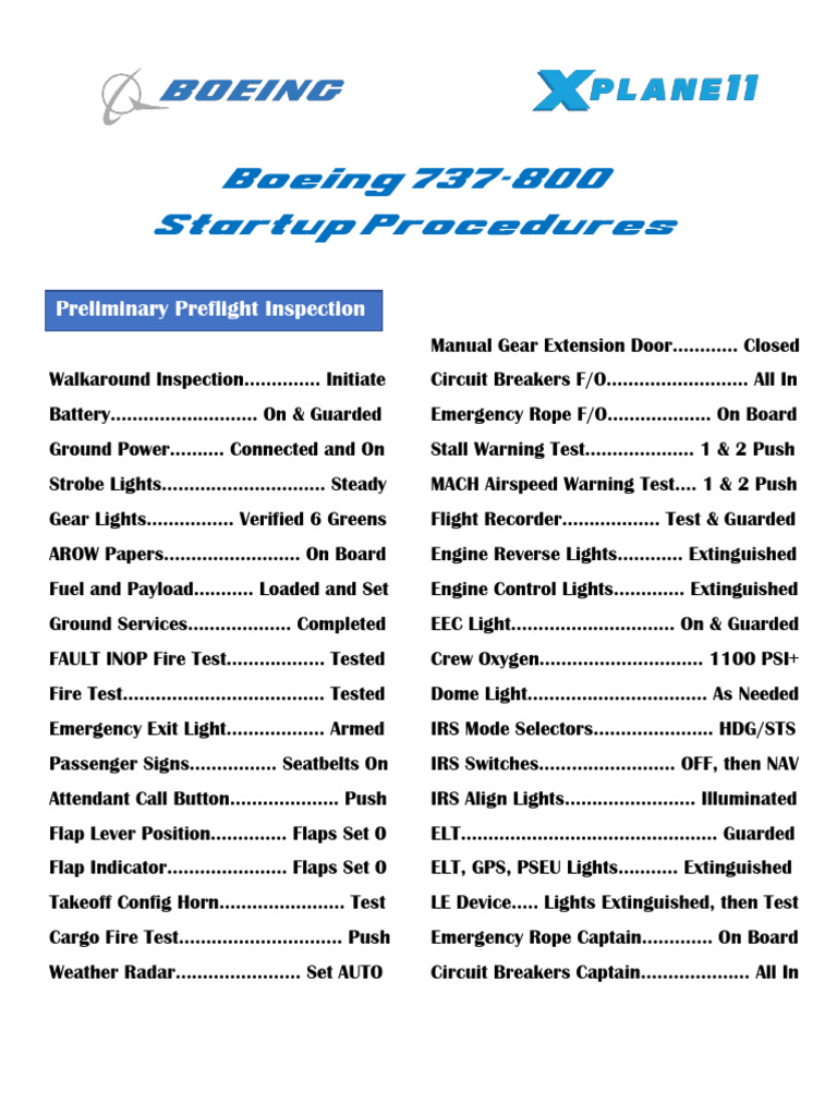 Boeing 737 Startup Procedures | PDF | Valve | Transport