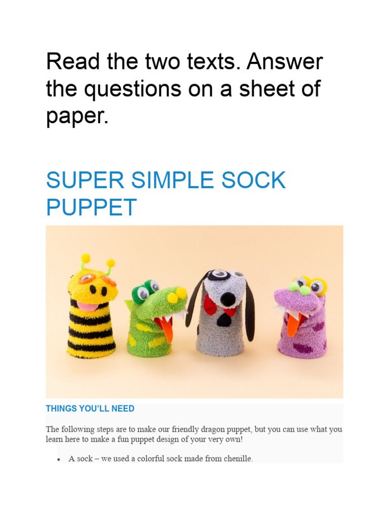 How to Make a Sock Puppet Dragon | PDF | Adolescence | Sleep