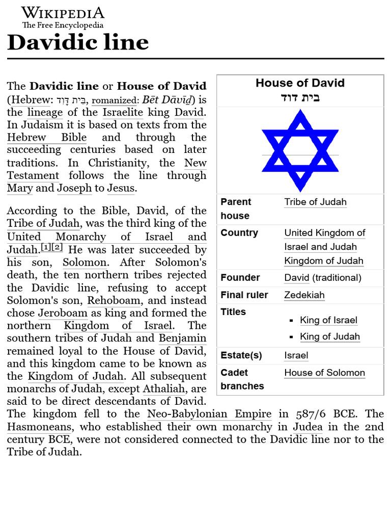 The Davidic Lineage Explained | PDF | Kingdom Of Judah | Ancient ...