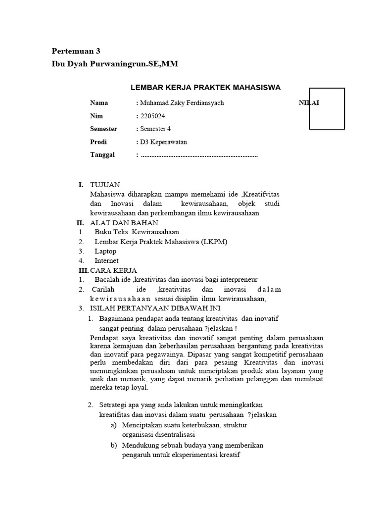Tugas 3 ide kreativitas dan inovasi kewirausahaan pdf