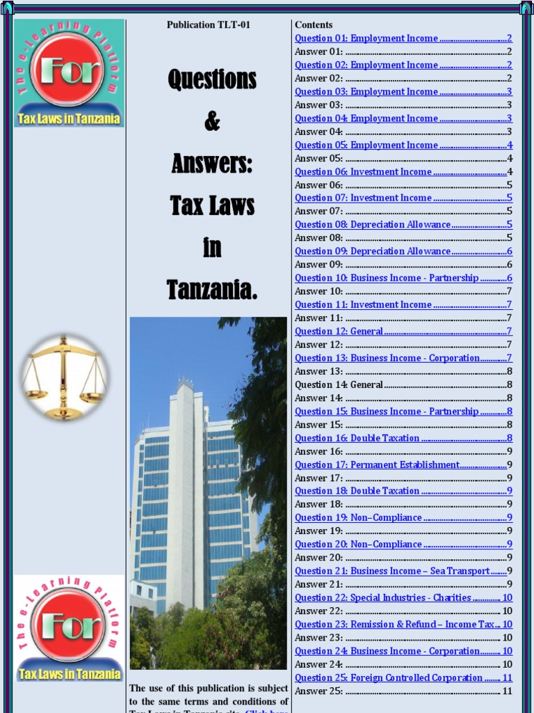 Tax Laws in Tanzania Taxation Questions & Answers Double Taxation