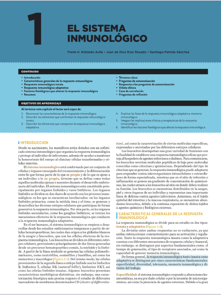 Capítulo 01 El Sistema Inmunológico Pdf