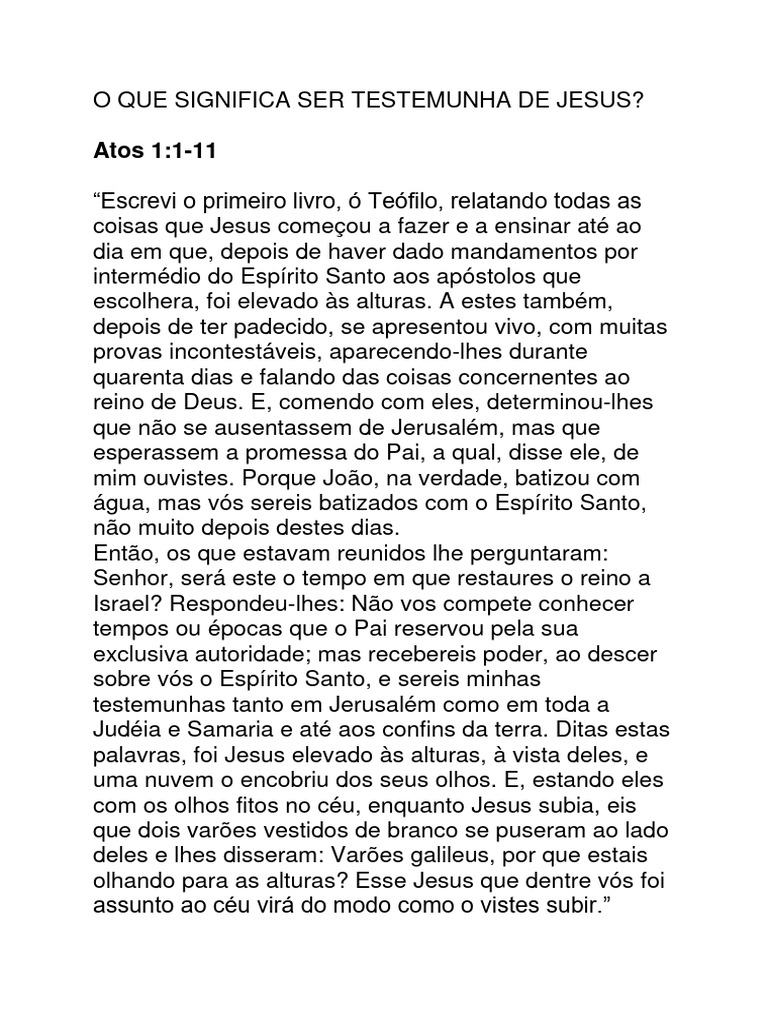 O Que Significa Ser Testemunha de Jesus | PDF | Jesus | Espírito Santo ...