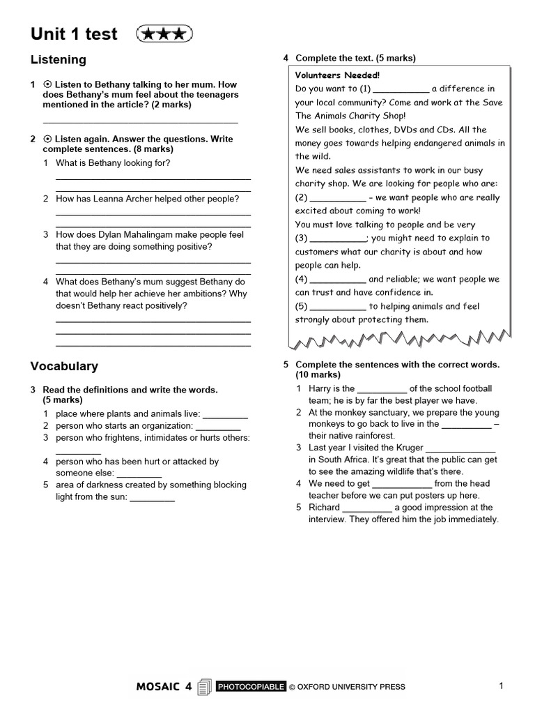Mosaic trd4 tests u1 3 download free pdf malala yousafzai
