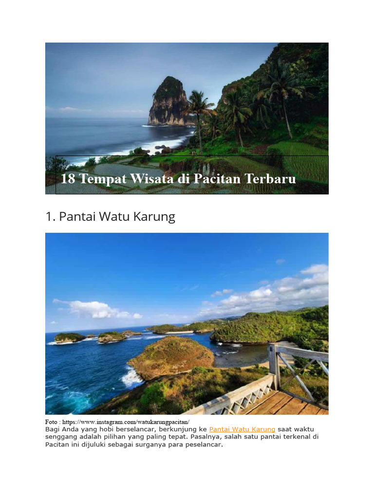 Wisata Pantai dan Goa di Pacitan | PDF | Perjalanan | Memasak, Makanan ...