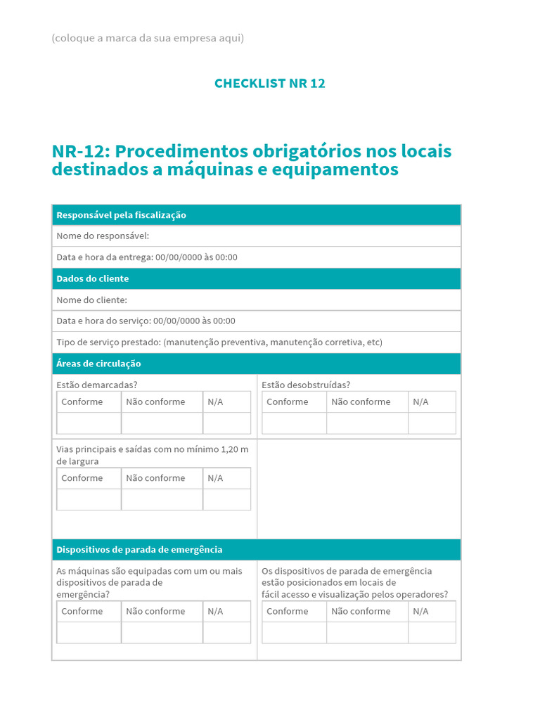Checklist NR 12: Segurança em Máquinas | PDF | Computadores ...
