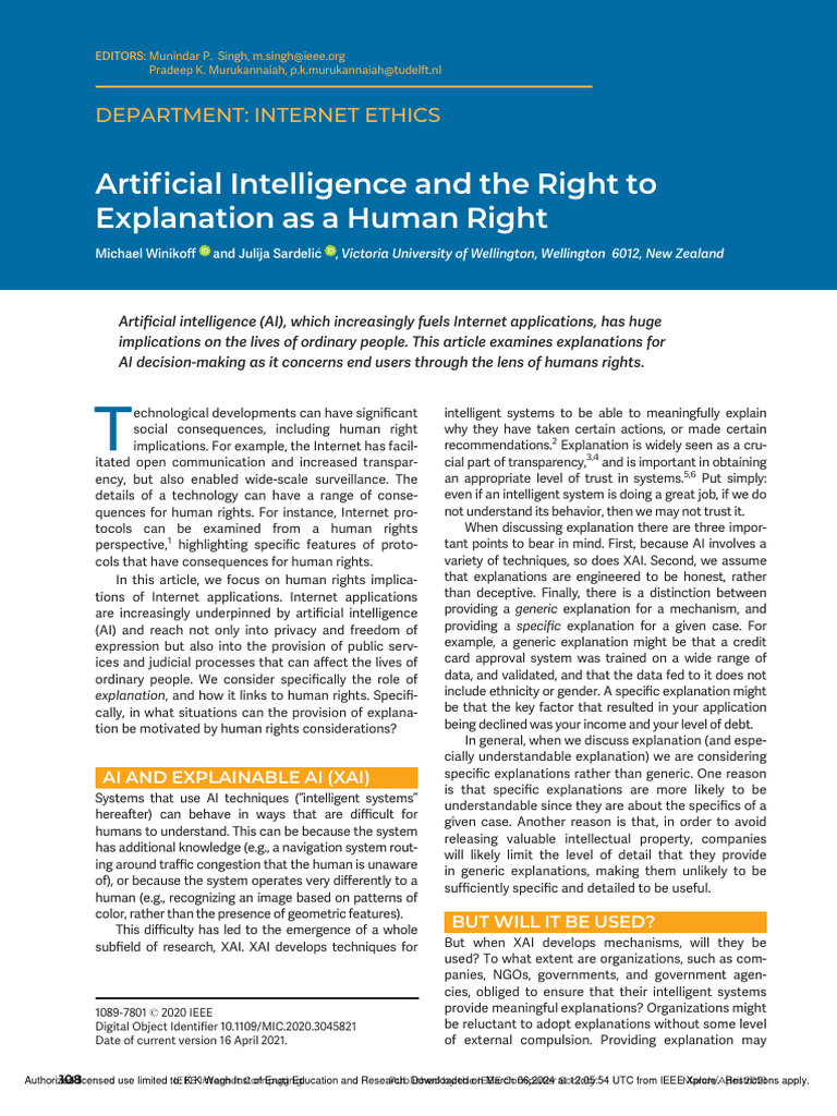 AI Explanations and Human Rights | PDF | Artificial Intelligence ...
