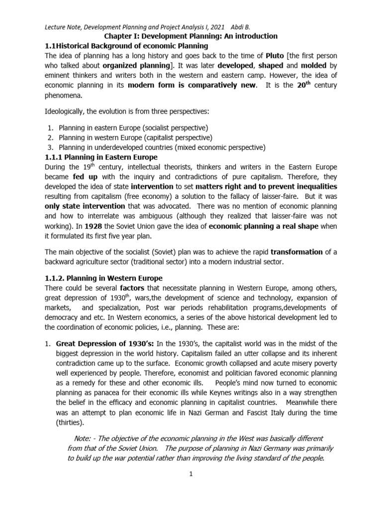 Chapter 1 Introduction To Planning I | PDF | Economics | Economic ...