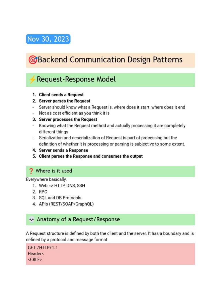 Backend Communication Design Patterns | PDF | Transmission Control ...