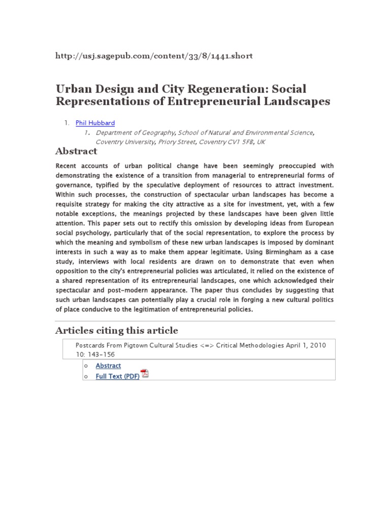 Urban Design and City Regeneration Birmingham | PDF | Landscape | Science