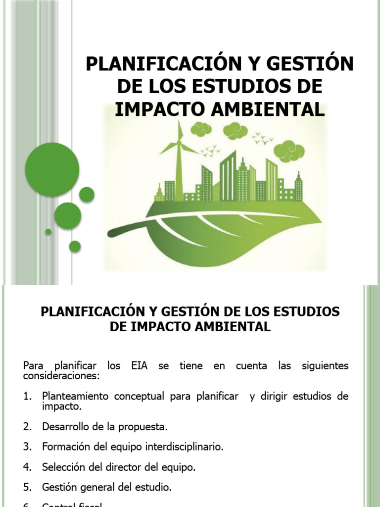 PLANIFICACIÓN Y GESTIÓN DE LOS ESTUDIOS DE IMPACTO AMBIENTAL Tema | PDF ...