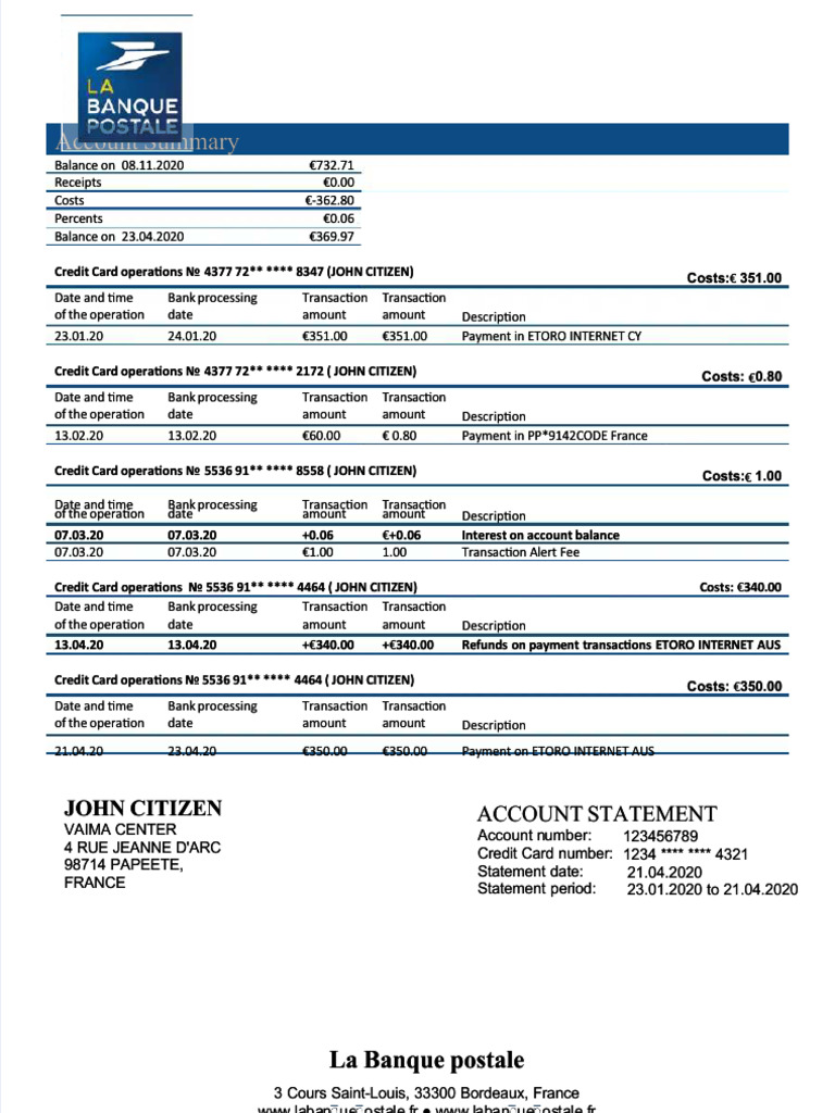 PDF France La Banque Postale - Compress | PDF | Credit Card | Banks