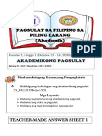 Pagsulat Sa Filipino Sa Piling Larang (Akademik) : Pinakamahalagang Kasanayang Pampagkatuto