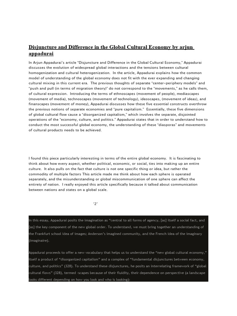Appadurai's Global Cultural Flows | PDF | Economies | Liberal Arts ...