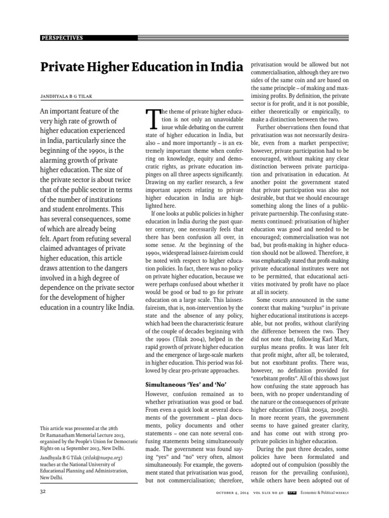 Private - Higher - Education - in - India | PDF | Privatization ...