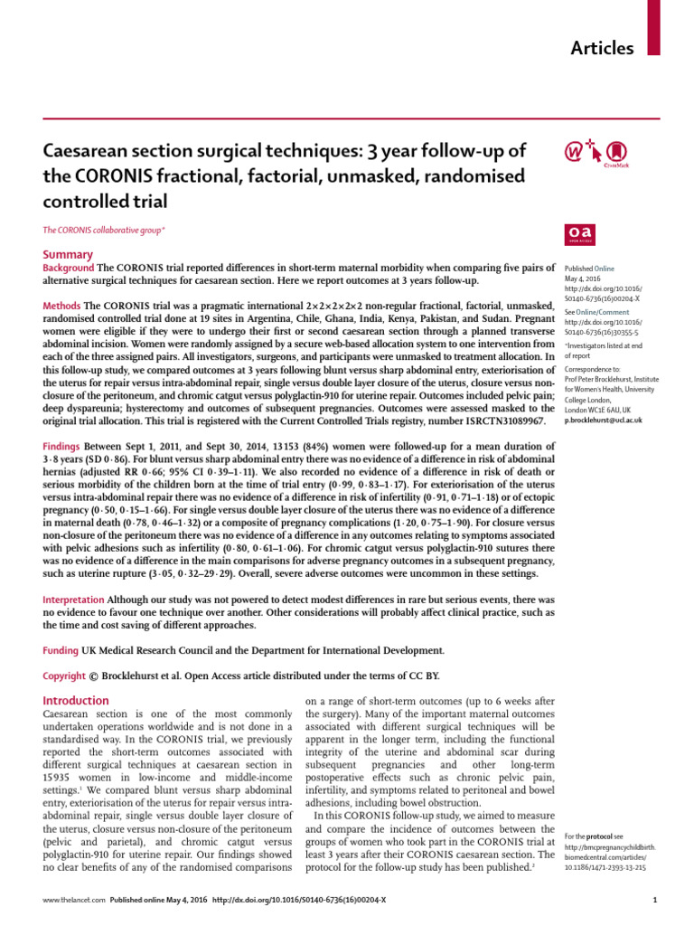 Coronis Download Free Pdf Caesarean Section Childbirth
