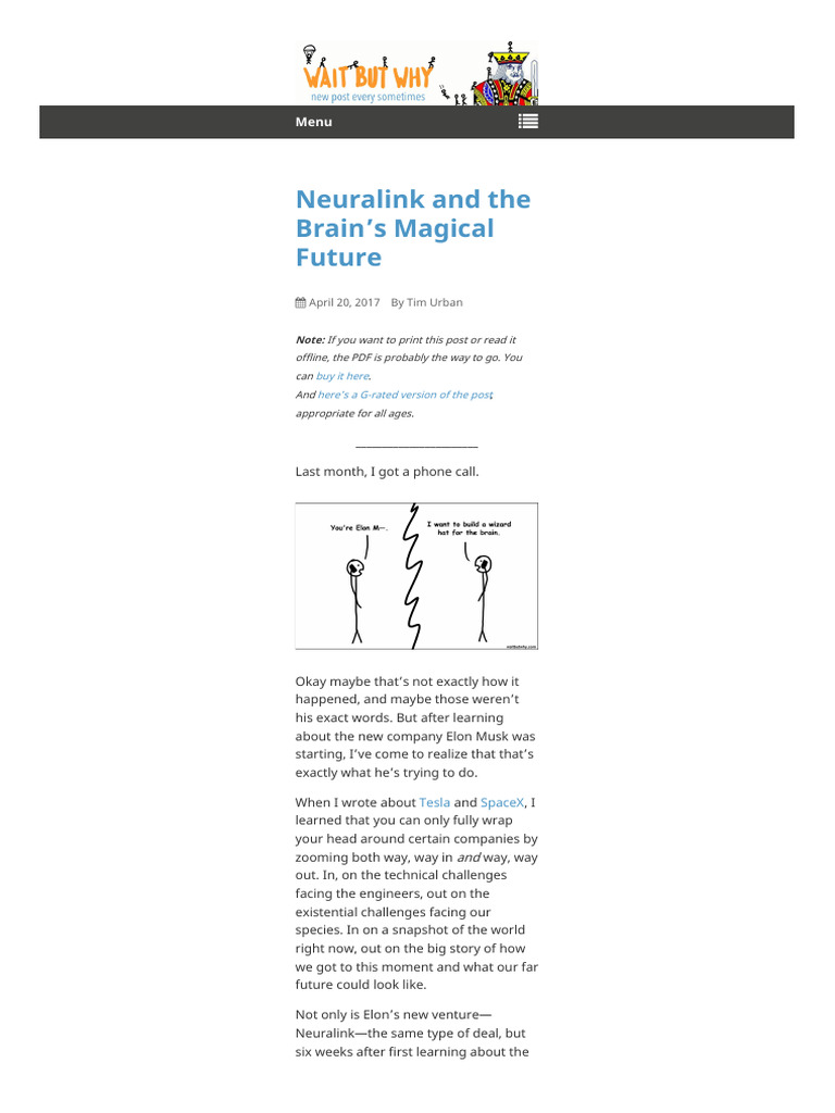 Neuralink and The Brain's Magical Future | PDF | Cerebrum | Axon