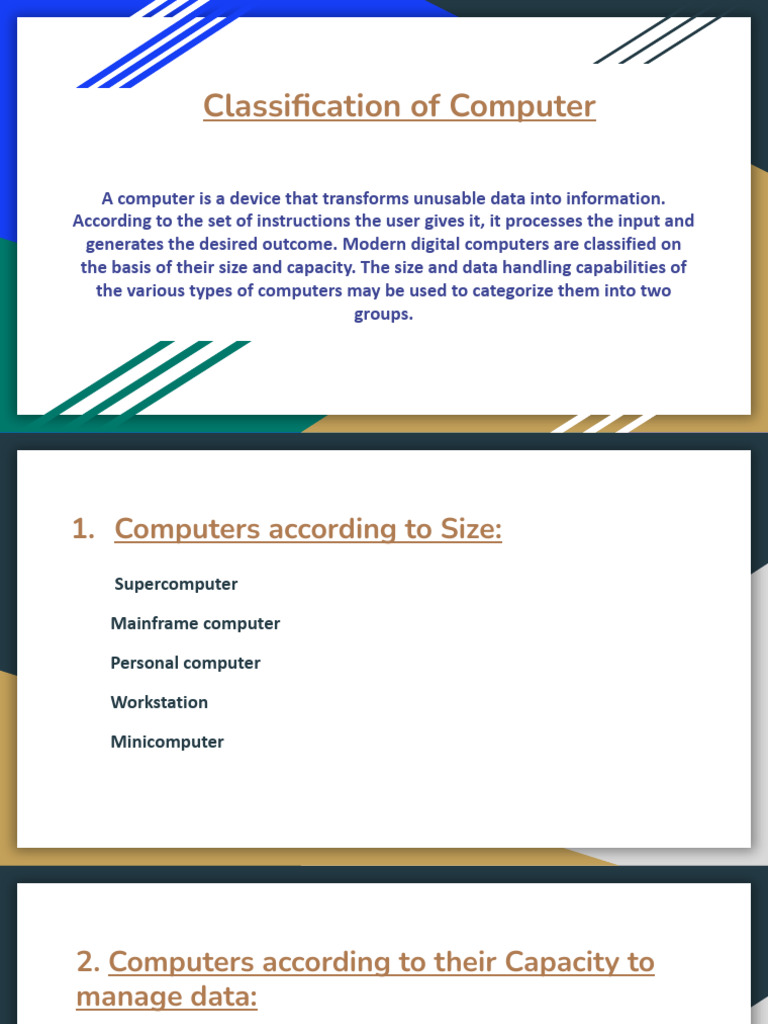 Classification of Computer | PDF | Central Processing Unit | Random ...