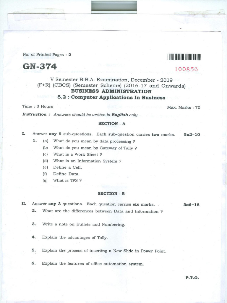 Computer Applications in Business | PDF