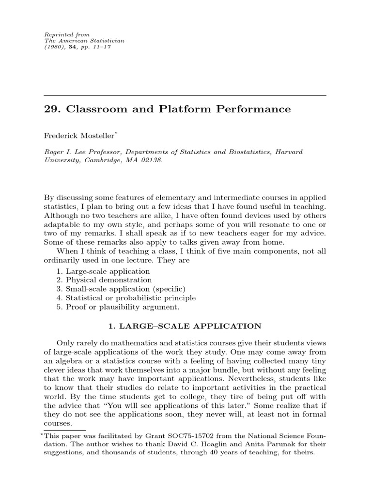 Classroom and platform performance mosteller pdf bias of an