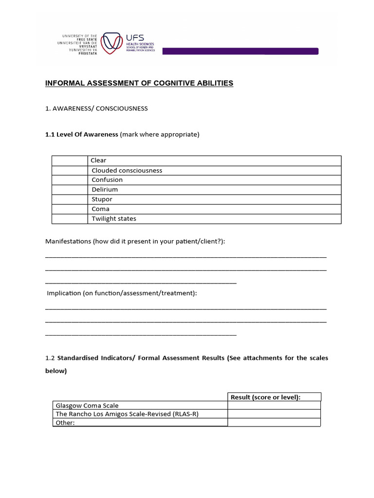 Final Cognitive Screening Pdf Thought Attention