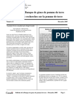 Bulletin de La Banque de Gènes de Pomme de Terre Du Centre de Recherches Sur La Pomme de Terre