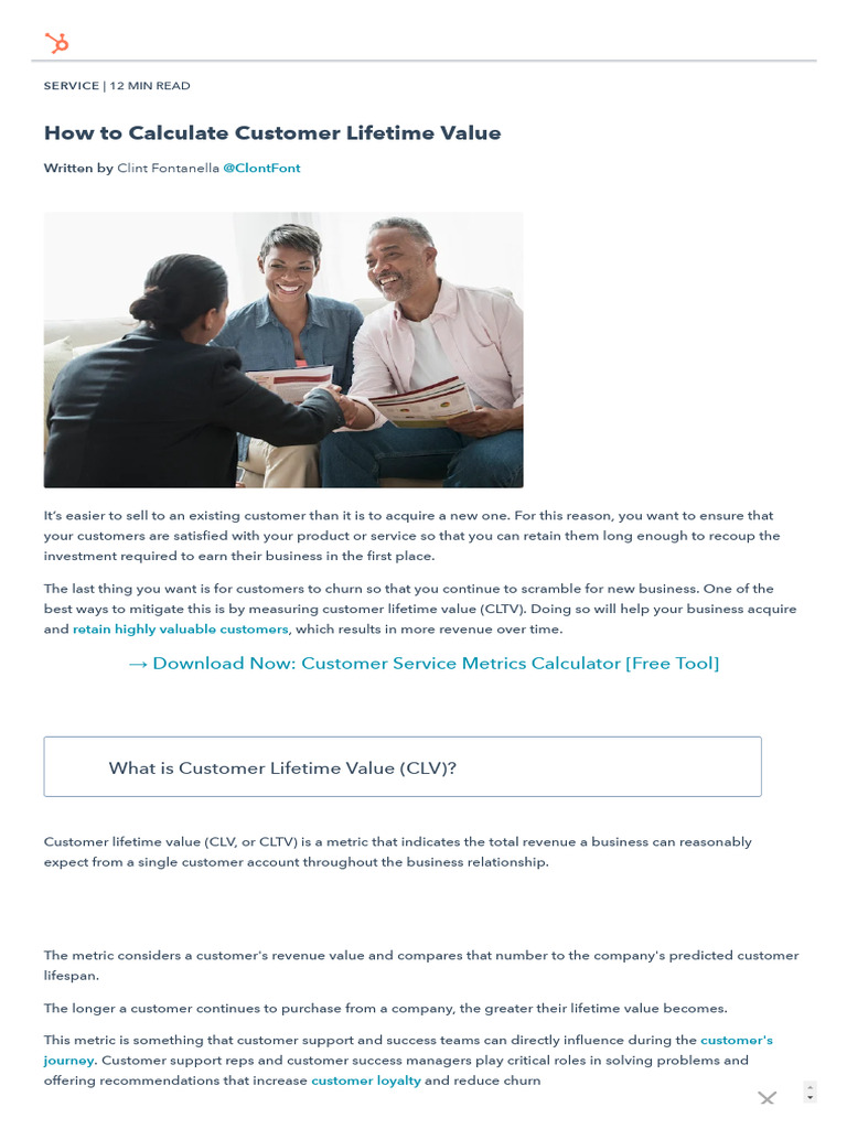 Calculating Customer Lifetime Value | PDF | Marketing | Business