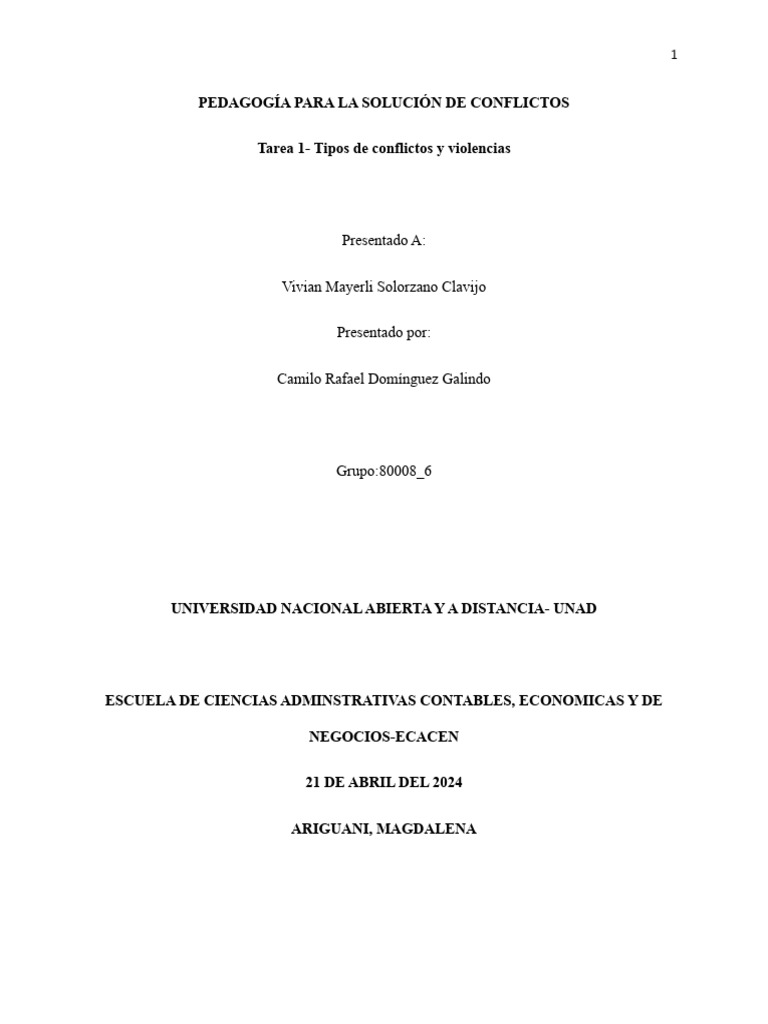 Tipos de Conflictos y Violencias Sociales | PDF | Conflicto (proceso ...