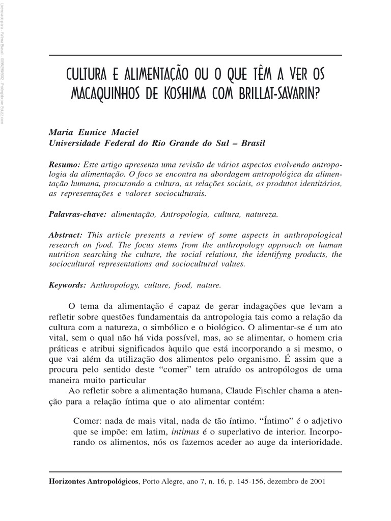 4 Cultura e Alimentacao Ou o Que Tem A Ver Os Macaquinhos de Koshima ...