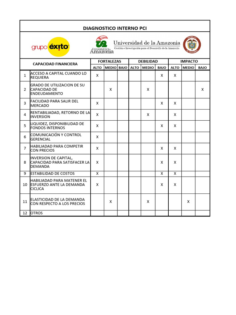Matriz Diagnostico Interno Pci - Grupo Exito | PDF