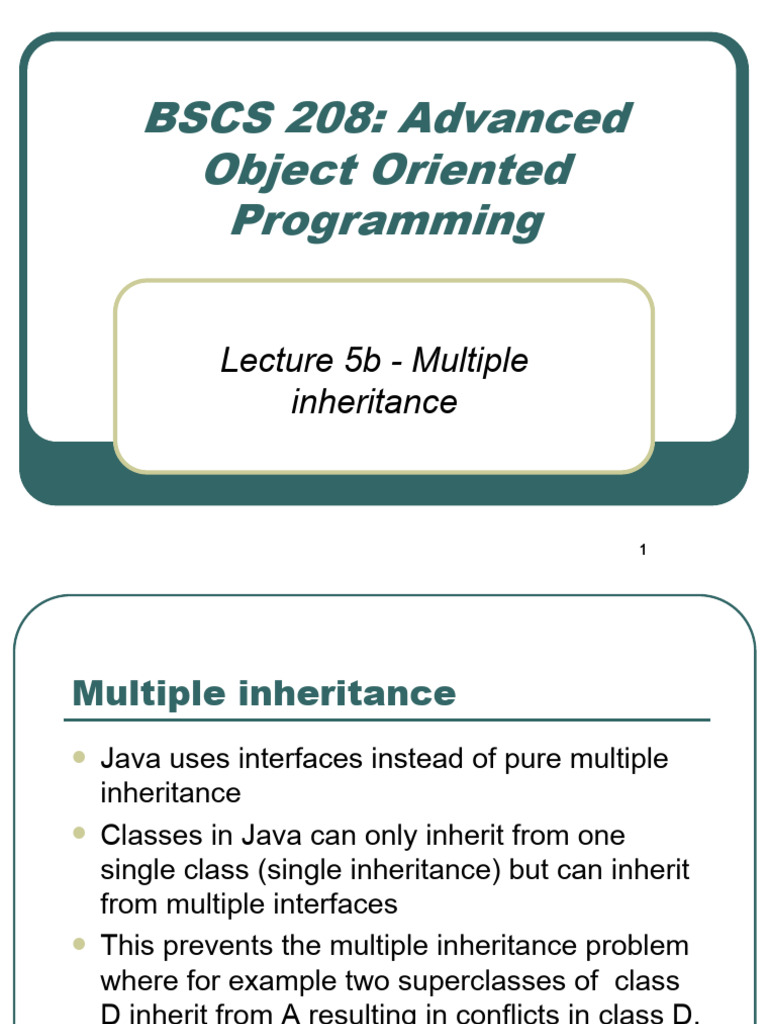 BSCS 208 - AOOP - Lecture 5b - Multiple Inheritance | PDF | Inheritance ...