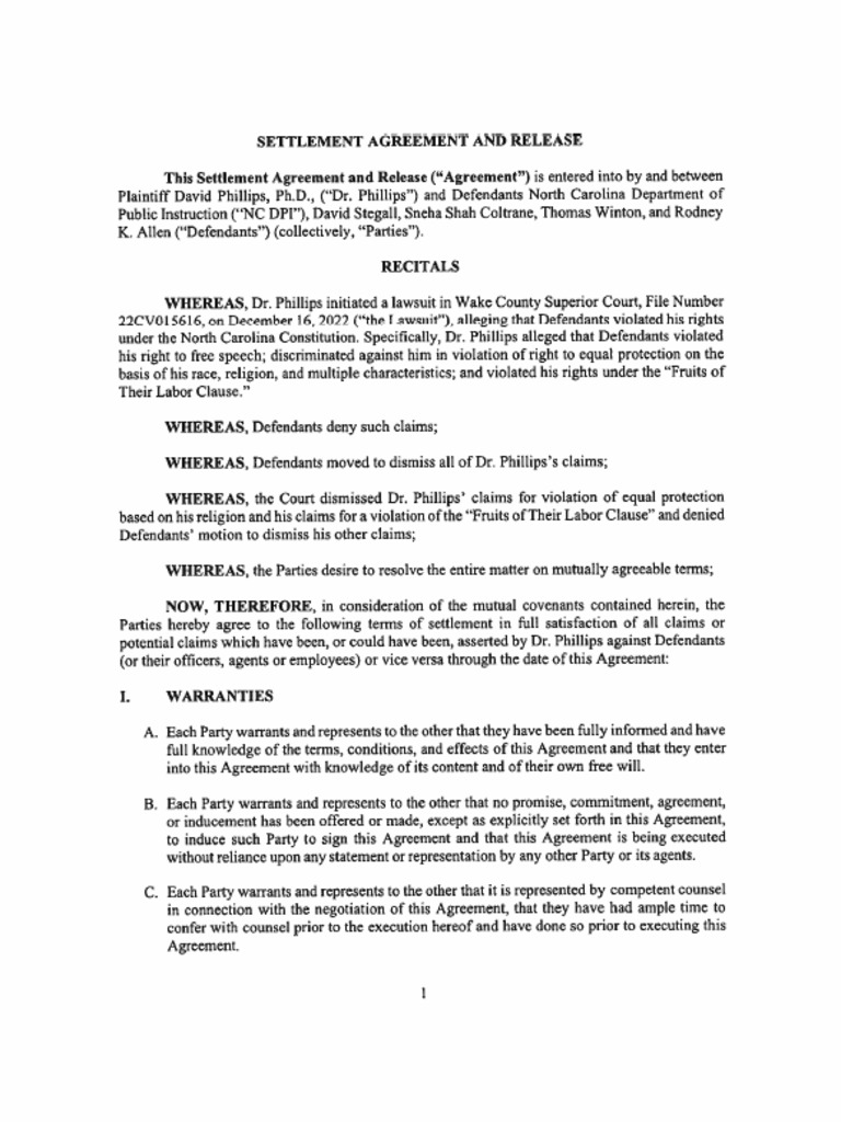 Settlement in NC Governor's School CRT Lawsuit PDF