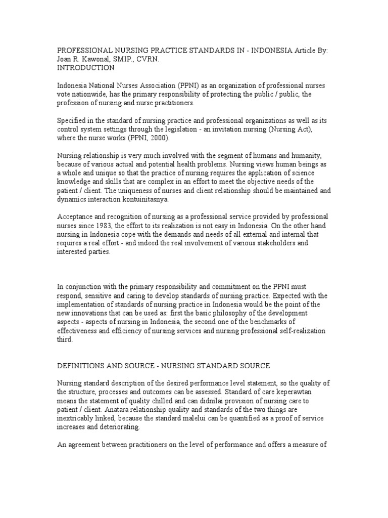 Professional Nursing Practice Standards in PDF Nursing Health Care