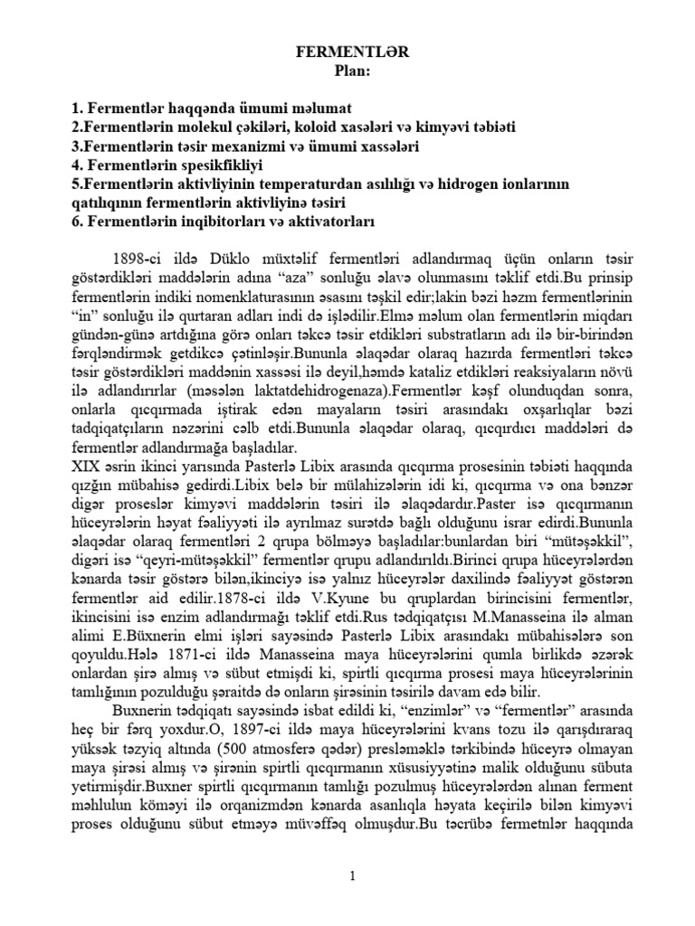 Fermentlər | PDF