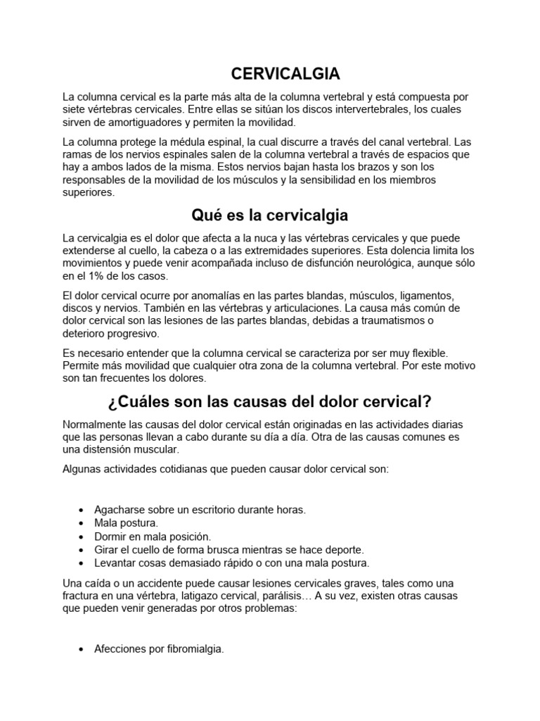 Cervicalgia pdf la columna vertebral medicina clinica