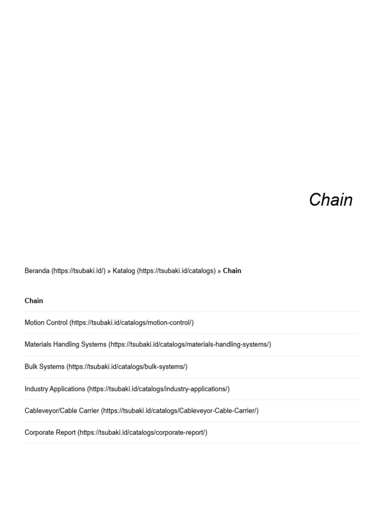 Tsubaki Chain References Catalogs PDF Manufactured Goods Supply