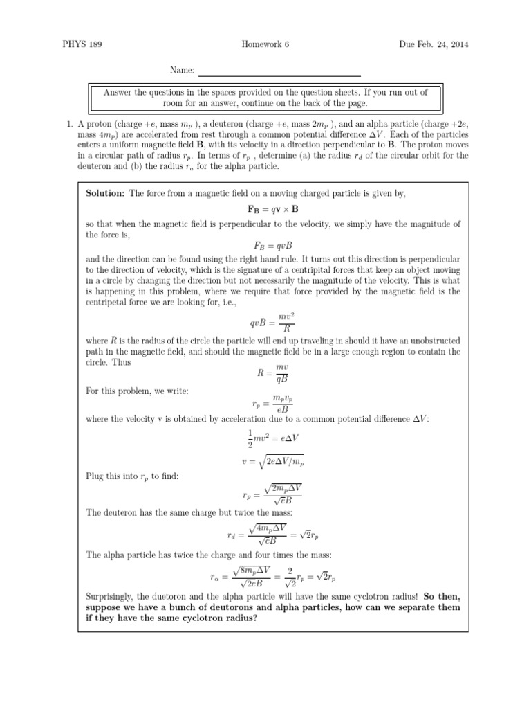 PHYS 189 Homework 6 Solutions | PDF | Force | Physics
