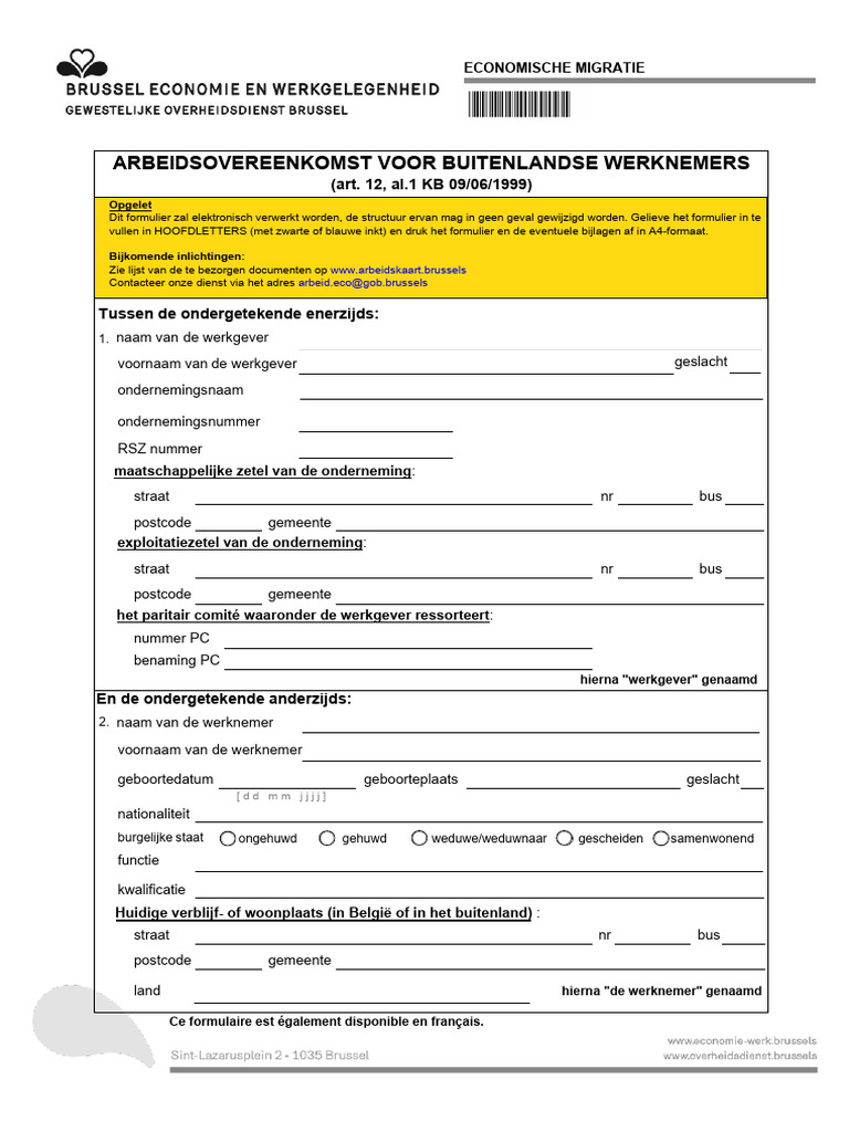 Arbeidsovereenkomst Voor Buitenlandse Werknemers | PDF